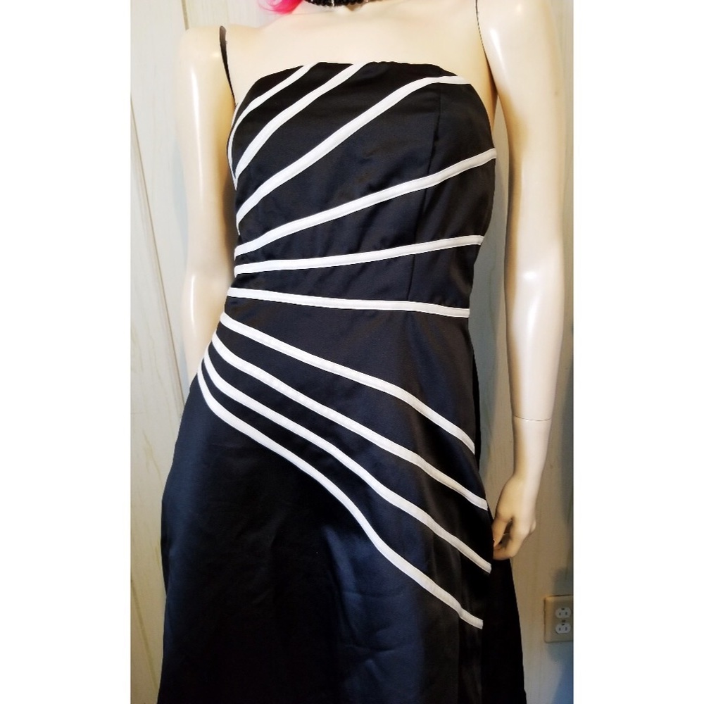 VTG 90s Arden B Black Satin Strapless Cocktail Party Dress NWT